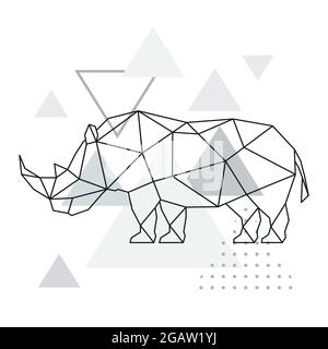 Rhinocéros polygonal sur fond abstrait avec triangles. Affiche de style géométrique. Illustration du vecteur animal sauvage. Illustration de Vecteur