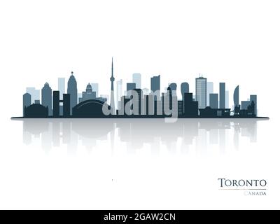 Silhouette bleu de Toronto avec reflet. Illustration vectorielle. Illustration de Vecteur