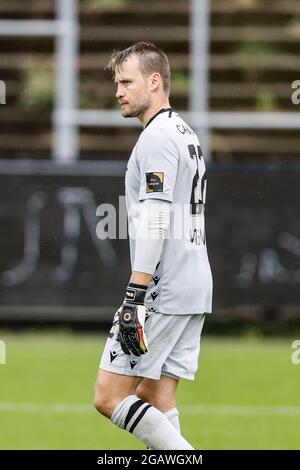 Simon Mignolet, gardien de but du club, photographié lors d'un match de football entre l'Union royale Saint-Gilloise et le Club Brugge, dimanche 01 août 2021 à Bruxelles, Banque D'Images