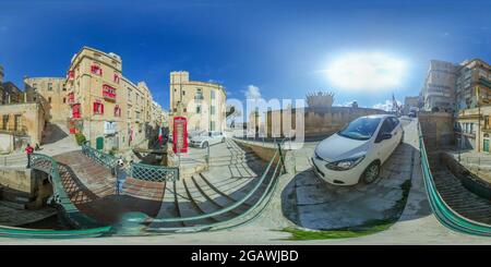 Vue panoramique à 360° de Rues de La Valette, Malte