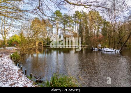 Southcrest Wood à Redditch, Worcestershire pendant l'hiver. Banque D'Images