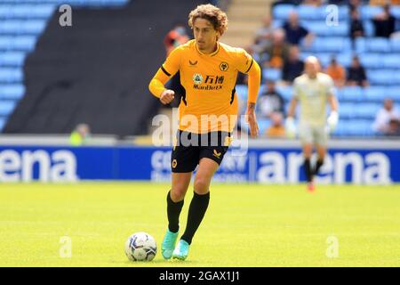 Coventry, Royaume-Uni. 1er août 2021. Fabio Silva de Wolverhampton Wanderers en action pendant le match. Match d'avant-saison, Coventry City et Wolverhampton Wanderers au Coventry Building Society Arena de Coventry, Midlands, le dimanche 1er août 2021. Cette image ne peut être utilisée qu'à des fins éditoriales. Utilisation éditoriale uniquement, licence requise pour une utilisation commerciale. Aucune utilisation dans les Paris, les jeux ou les publications d'un seul club/ligue/joueur. photo par Steffan Bowen/Andrew Orchard sports photographie/Alay Live news crédit: Andrew Orchard sports photographie/Alay Live News Banque D'Images