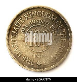 Jordanian 100 Fils coin - 1949 - Abdullah i version Banque D'Images