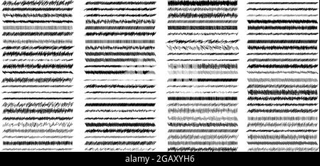 Séparateurs de ligne horizontaux en forme de gribouillage, d'esquisse et d'ébauche. Ondulée, ondulée, ondulée et billwy, zigzag, lignes croisées – illustration vectorielle, clip Illustration de Vecteur