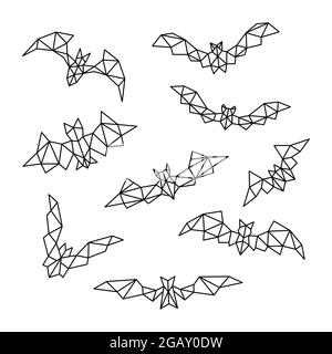 Ensemble de zones polygonales. Illustration de chauve-souris géométrique vectorielle isolée sur fond blanc. Illustration de Vecteur