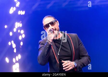 Keith Duffy, de Boyzlife, se présentant au festival de musique Fantasia à Maldon, Essex, Royaume-Uni Banque D'Images