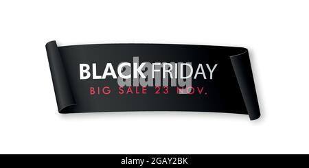 Banderole en papier courbe réaliste noir. Design publicitaire Black friday sale. Illustration vectorielle Illustration de Vecteur