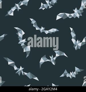 Motif de chauve-souris polygonal sans couture. Imprimé chauve-souris géométrique. Fond d'écran vectoriel. Illustration de Vecteur