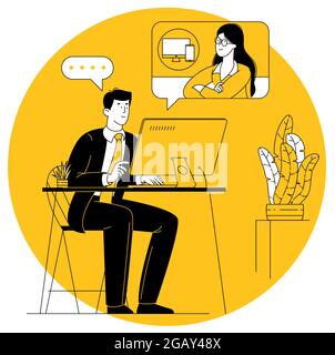 Visioconférence à la maison Illustration de Vecteur