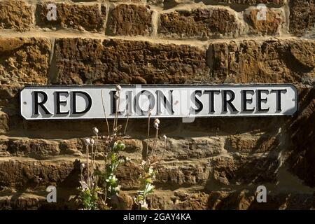 Panneau Red Lion Street, Cropredy, Oxfordshire, Angleterre, Royaume-Uni Banque D'Images