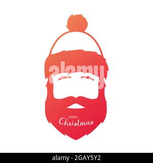 Silhouette rouge du Père Noël sur fond blanc. Modèle vectoriel pour la conception de vacances. Illustration de Vecteur