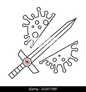 Outline SWORD Breaking coronavirus - vecteur simple isolé sur fond blanc Illustration de Vecteur