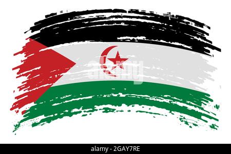 Sahara occidental - drapeau de la République démocratique arabe sahraouie en trait de pinceau, image vectorielle Illustration de Vecteur