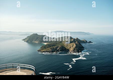 Île de San Martiño à Islas Cies, Parc national des îles de l'Atlantique de la Galice, Pontevedra, Espagne Banque D'Images