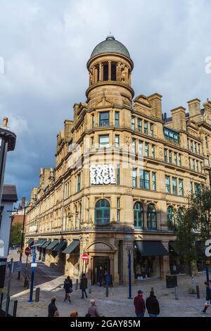 The Corn Exchange, un bâtiment historique classé Grade II à Exchange Square, Manchester, nord-ouest de l'Angleterre, Royaume-Uni Banque D'Images