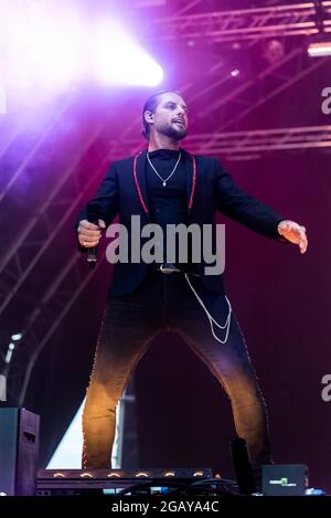 Keith Duffy, de Boyzlife, se présentant au festival de musique Fantasia à Maldon, Essex, Royaume-Uni Banque D'Images