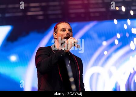 Keith Duffy, de Boyzlife, se présentant au festival de musique Fantasia à Maldon, Essex, Royaume-Uni Banque D'Images