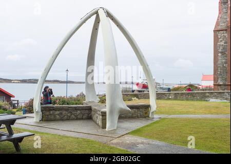 Baleine Bone Arch fait à partir des os à mâchoires de deux baleines bleues Port Stanley Falkland Islands Banque D'Images