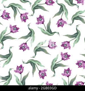 Motif sans couture avec tulipes. Imprimé textile vectoriel tendance. Illustration de Vecteur