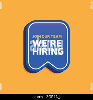 Affiche de conception de recrutement. Nous embauchons des lettres de forme avec des formes géométriques. Illustration vectorielle. Ouvrir le modèle de conception de poste vacant. Illustration de Vecteur