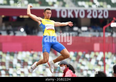 Tokyo, Japon. Crédit: MATSUO. 2 août 2021. MONTLER Thobias (SWE) Athlétisme : finale de saut long masculin lors des Jeux Olympiques de Tokyo 2020 au Stade National de Tokyo, Japon. Credit: MATSUO .K/AFLO SPORT/Alay Live News Banque D'Images