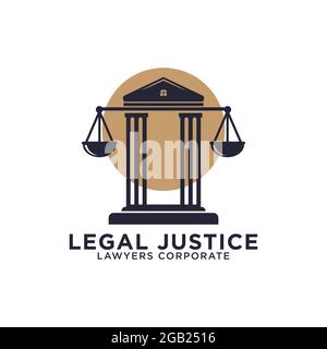 legal justice corporation logo icon design inspirations, temple grec avec échelles illustrations vectorielles Illustration de Vecteur