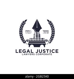 Design moderne du logo de la justice juridique de luxe, illustrations vectorielles du cabinet de notaire Illustration de Vecteur