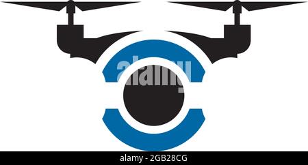Modèle vectoriel de conception de logo de technologie de drone Illustration de Vecteur