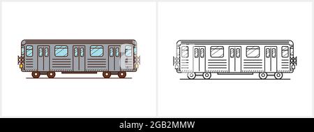 Page de coloriage du métro. Vue latérale du métro Illustration de Vecteur