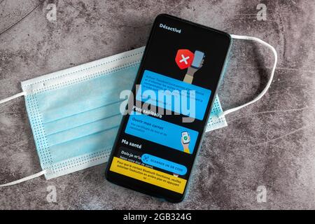 Application tous anticosvid france pour carte santé de téléphone mobile Banque D'Images