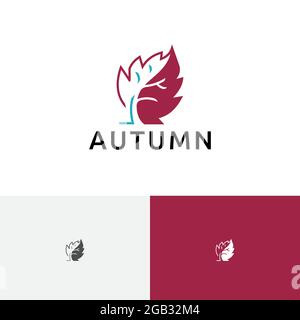 Logo de la nature de la saison d'automne de l'arbre à feuilles Illustration de Vecteur