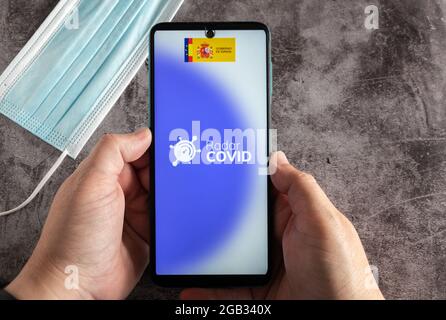 Application mobile radar anticosvid espagne Banque D'Images