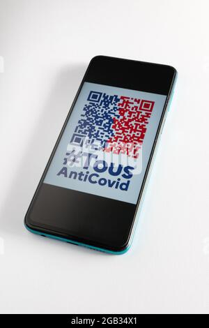 Application tous anticosvid france pour carte santé de téléphone mobile Banque D'Images