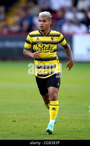 Cucho Hernandez de Watford lors du match amical d'avant-saison au stade Lamex, Stevenage. Date de la photo: Mardi 27 juillet 2021. Banque D'Images