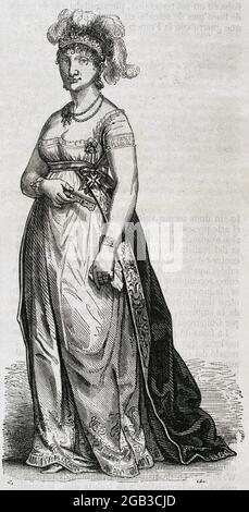 Maria Luisa de Parme (1751-1819). Reine consort d'Espagne (1788-1808). Épouse de Charles IV Portrait. Gravure. Historia général de España par le Père Mariana. Madrid, 1853. Banque D'Images