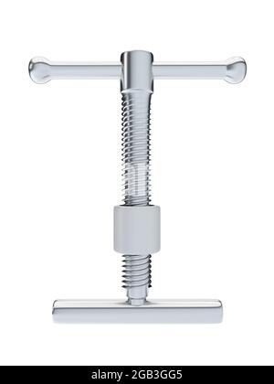 Illustration du rendu 3D de la fixation à vis métallique isolée sur blanc Banque D'Images