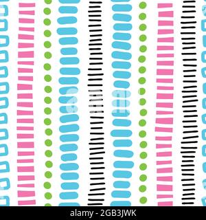 Motif de caniche sans couture avec lignes verticales à pois. Texture vectorielle abstraite avec lignes décoratives dessinées à la main. Répétition de l'arrière-plan avec un petit pinceau Illustration de Vecteur