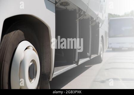 Coffre à bagages de bus interurbain avec espace de copie. Banque D'Images