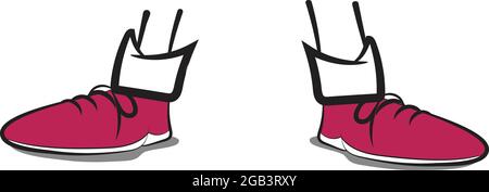 Chaussures avec dessin de ligne jambes Vector isolé sur fond blanc. Motifs vectoriels de conception de vêtements. Chaussons et mocassins colorés tendance d'été Illustration de Vecteur