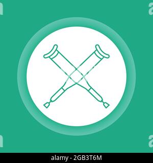 Icône de bouton de couleur de béquille axillaire. Outil médical pour les personnes handicapées et aide après une blessure. Illustration de Vecteur