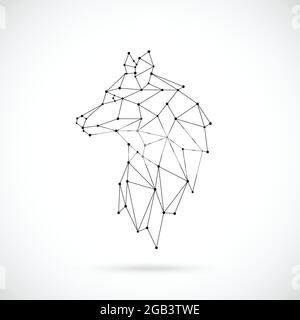 Silhouette de loup géométrique. Image du loup sous forme de constellation. Illustration vectorielle. Illustration de Vecteur