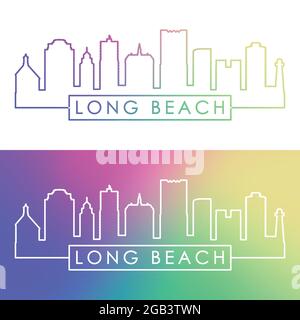 Horizon de long Beach. Style linéaire coloré. Fichier vectoriel modifiable. Illustration de Vecteur