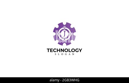 Alphabet J Technology Monogram Vector logo Design, Letter J Technology Icon Template Illustration de Vecteur