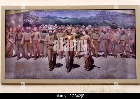 Volpedo, ville historique sur les collines de Tortona, Piémont, Italie. Il Quarto stato, célèbre peinture de Giuseppe Pelizza (1868-1907) Banque D'Images