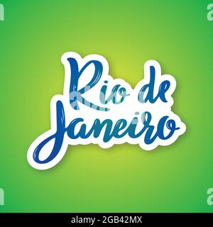 Rio de Janeiro - Nom de la ville du Brésil dessiné à la main. Autocollant avec lettrage en papier coupé. Illustration vectorielle. Illustration de Vecteur