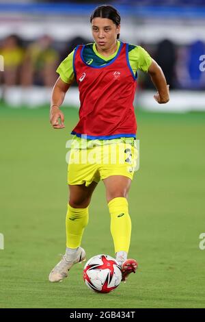 Tokyo, Japon, 2 août 2021. Sam Kerr de Team Australia s'échauffe lors du match semi-fin de football féminin entre l'Australie et la Suède le jour 10 des Jeux Olympiques de Tokyo 2020 Tokyo, Japon, 2 août 2021. . Credit: Pete Dovgan/Speed Media/Alay Live News Banque D'Images