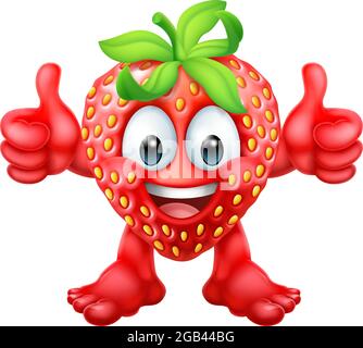 Mascotte aux fraises, icône Emoticon Emoji Mascot Illustration de Vecteur