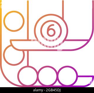 Icône de vecteur linéaire de gradient Powerball. Sélection aléatoire des numéros gagnants. Jeu avec une chance de jackpot de millions de dollars. Symboles de couleur de ligne fine. Style moderne Illustration de Vecteur