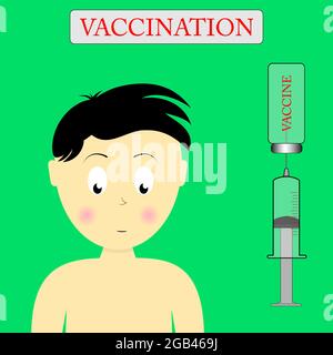 Vaccination. Un homme de dessin animé sur la vaccination. Illustration vectorielle. Illustration de Vecteur