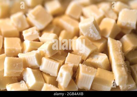 Gros plan macro de chocolat blanc, de bonbons ou de bonbons Banque D'Images